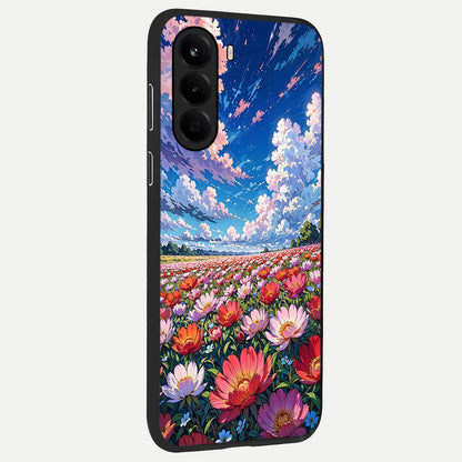  Blossom Sky Field back cover For OnePlus Nord CE 6 Lite slim fit glass case with vibrant aesthetic design