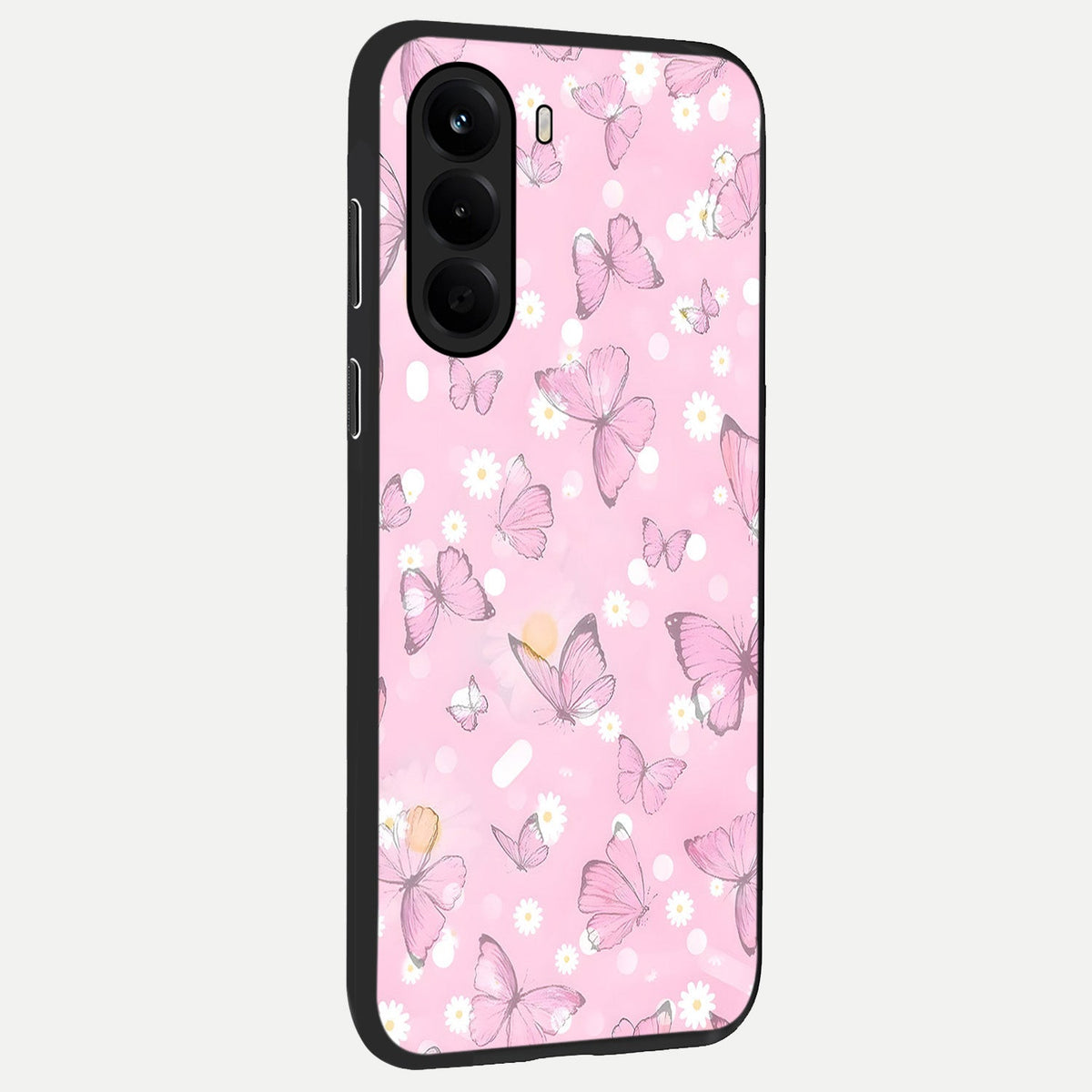  Blush Butterfly Garden back cover For OnePlus Nord CE 6 Lite slim fit glass case with vibrant aesthetic design