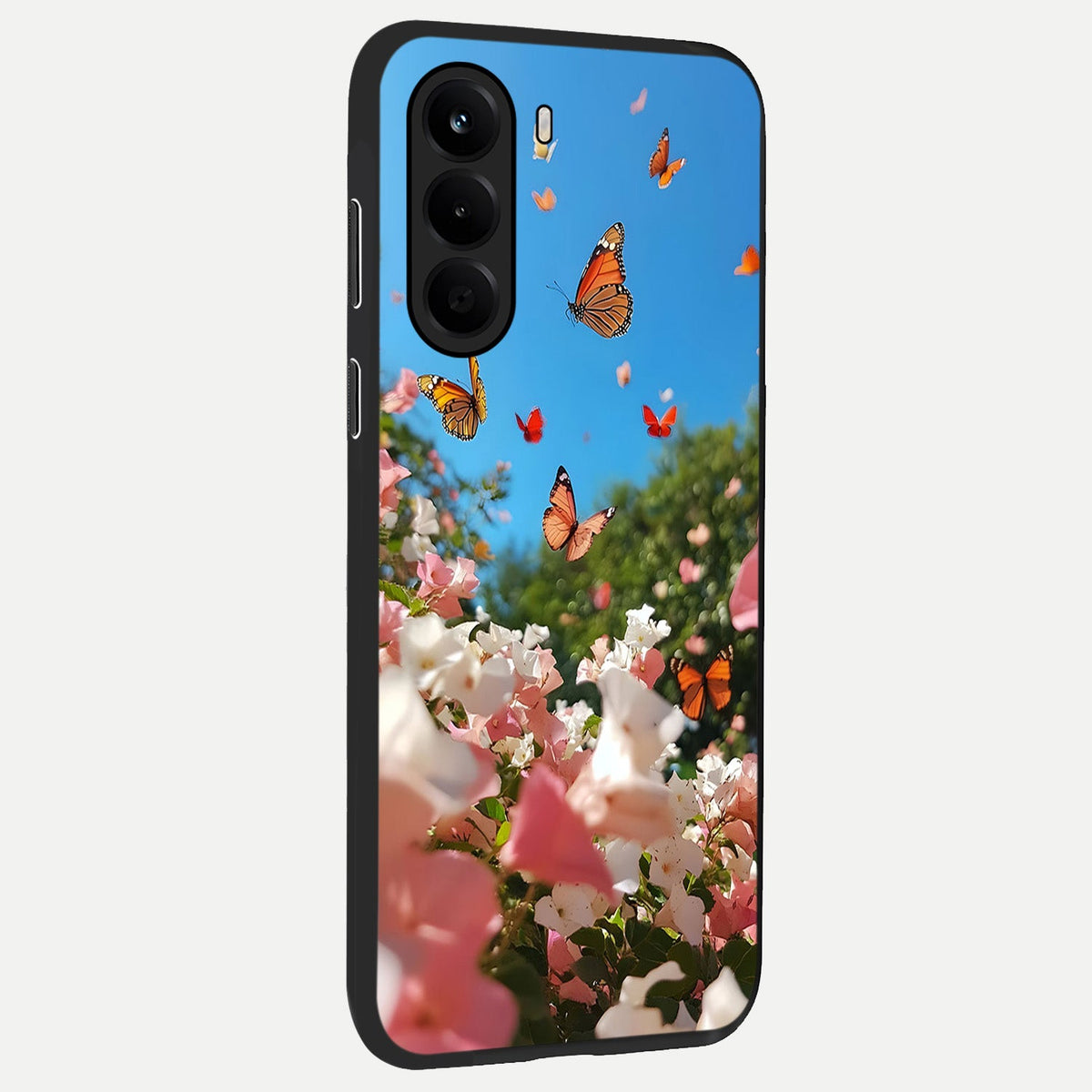  Butterflies In Bloom Sky back cover For OnePlus Nord CE 6 Lite slim fit glass case with vibrant aesthetic design