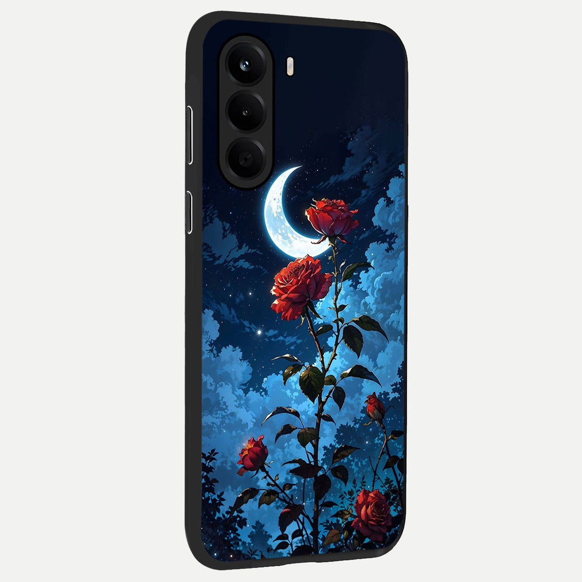  Crimson Rose Moon back cover For OnePlus Nord CE 6 Lite slim fit glass case with vibrant aesthetic design