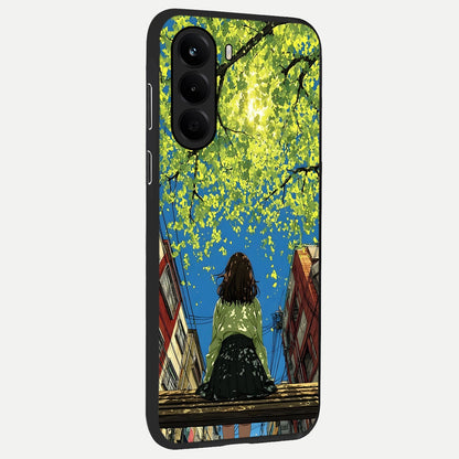  Golden Leaves Glow back cover For OnePlus Nord CE 6 Lite slim fit glass case with vibrant aesthetic design