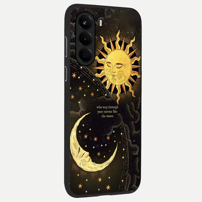  Golden Lunar Love back cover For OnePlus Nord CE 6 Lite slim fit glass case with vibrant aesthetic design