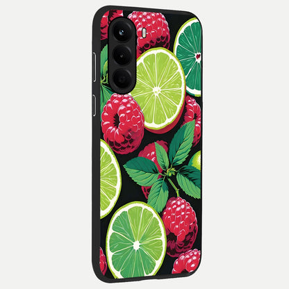  Lime and Raspberry Pattern back cover For OnePlus Nord CE 6 Lite slim fit glass case with vibrant aesthetic design
