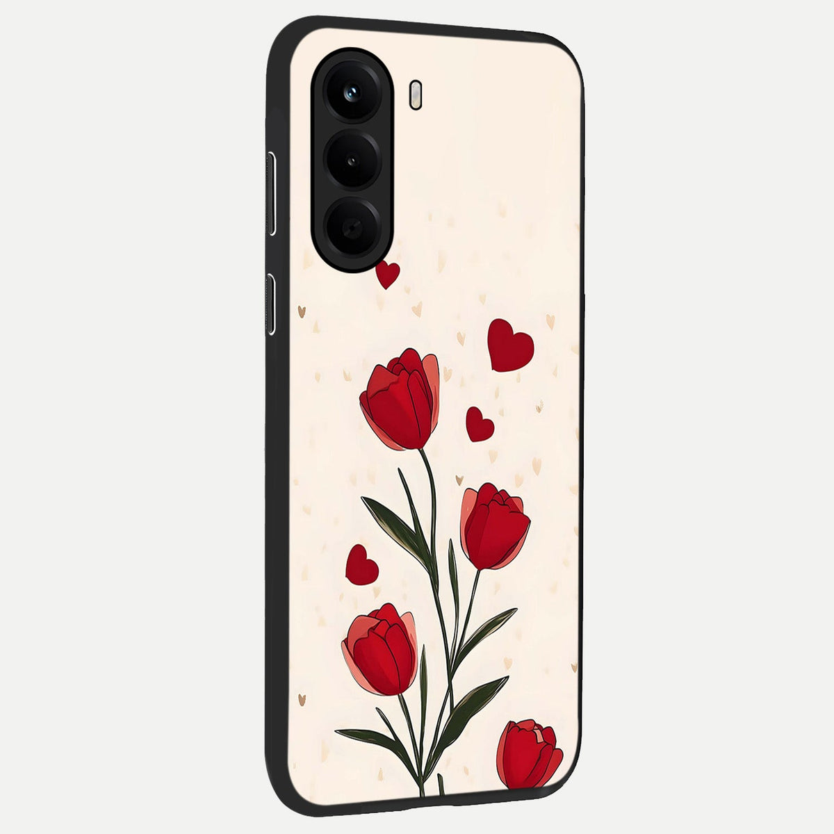  Tulip With Heart back cover For OnePlus Nord CE 6 Lite slim fit glass case with vibrant aesthetic design