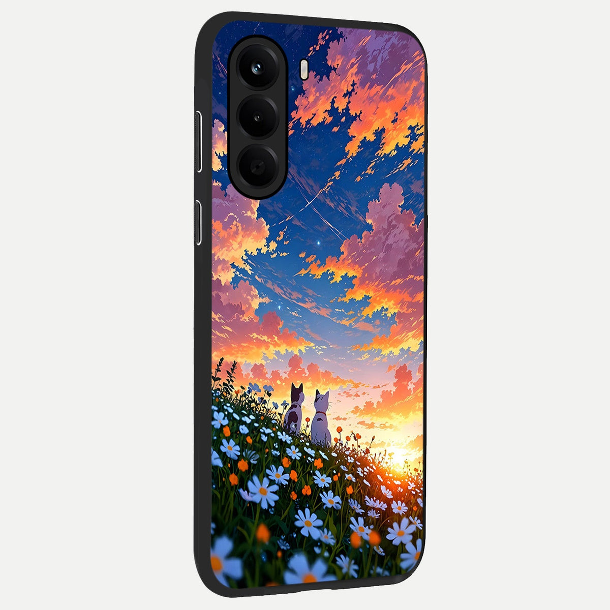  Two Cats Friends back cover For OnePlus Nord CE 6 Lite slim fit glass case with vibrant aesthetic design