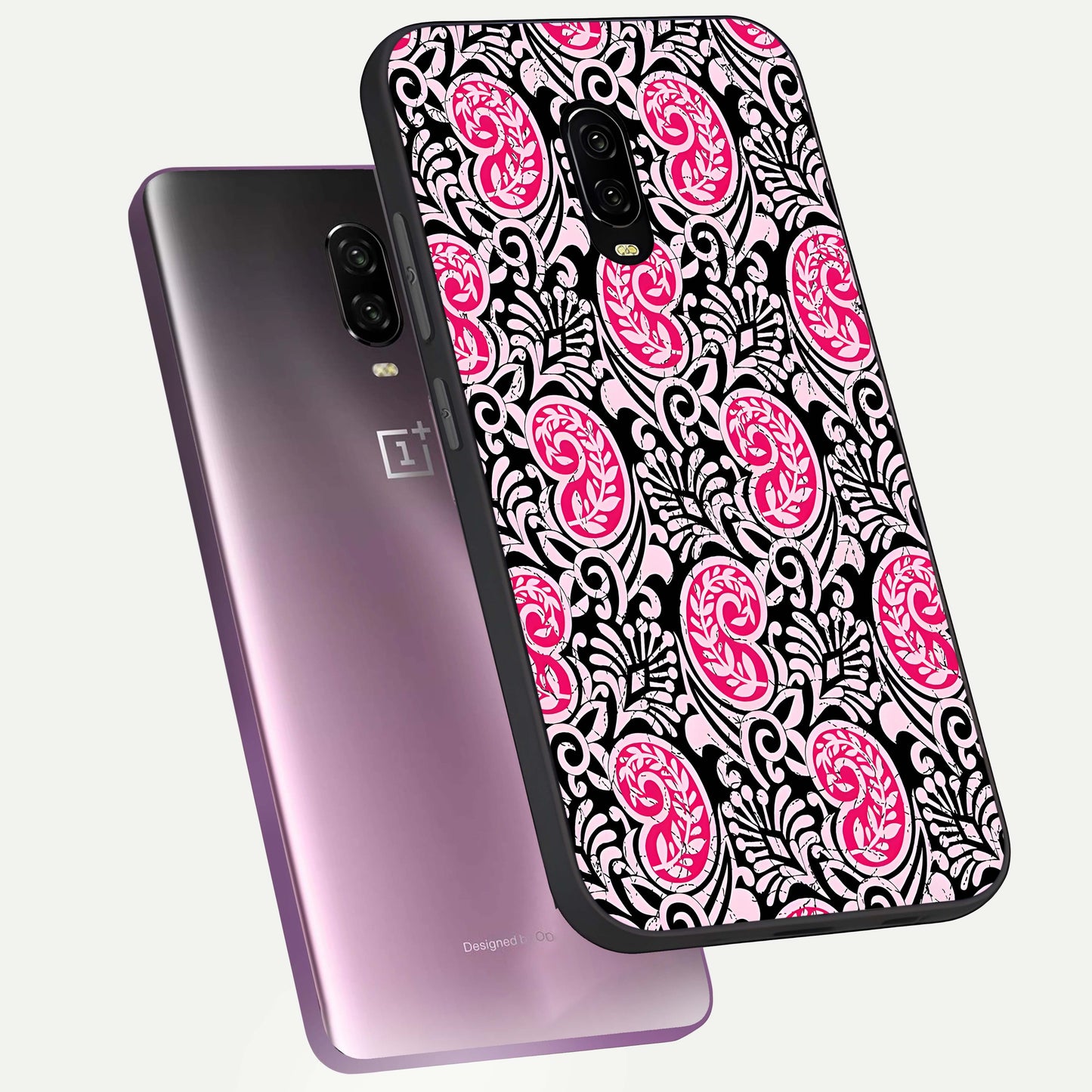 Crimson Paisley Charm Glass Case displayed upright for classic ornamental visibility and premium finish.