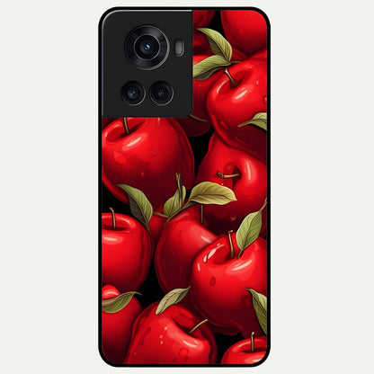  Apple Pattern Glass Case For OnePlus 10R back cover – full design glossy printed glass finish