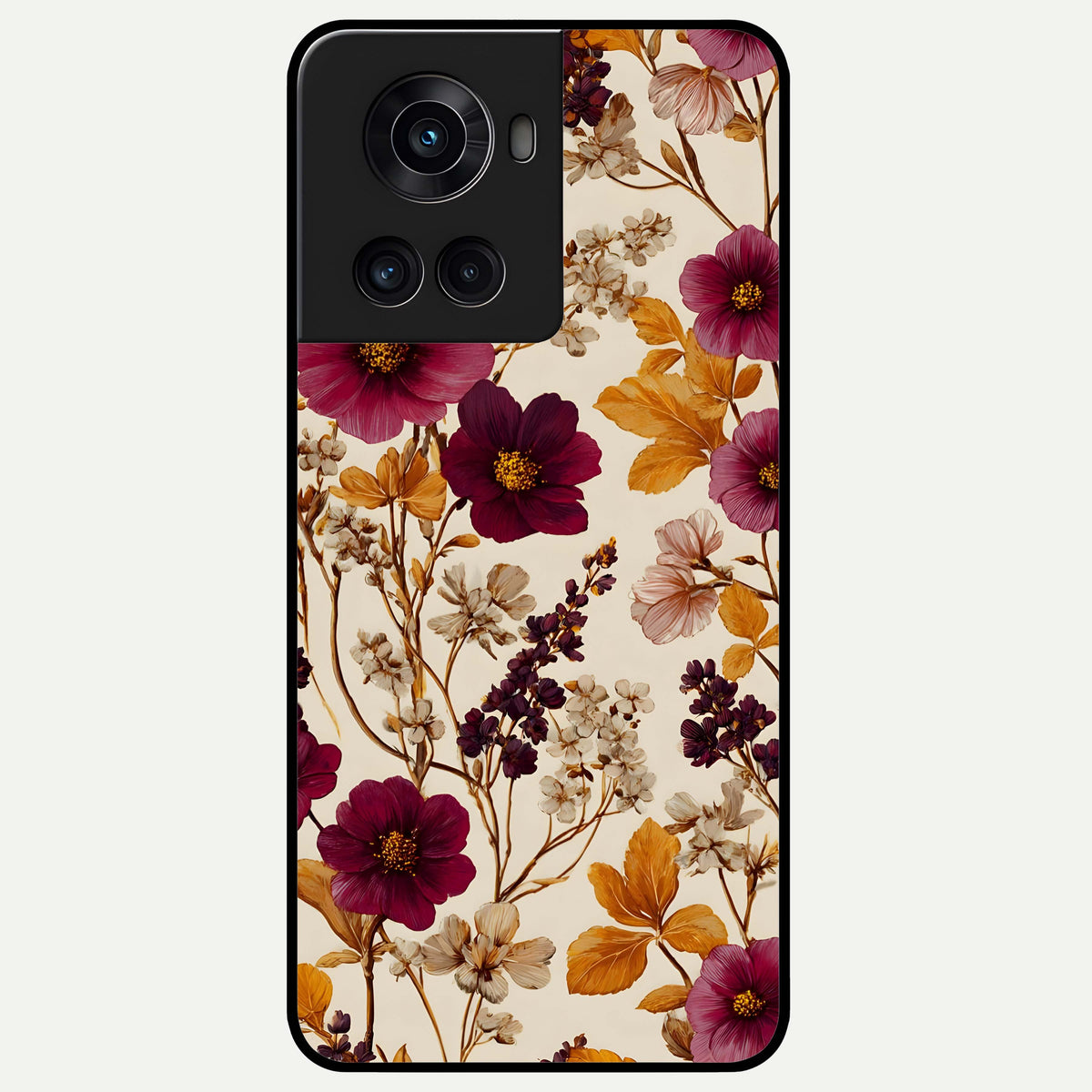  Autumn Wine Bloom Glass Case For OnePlus 10R back cover – full design glossy printed glass finish