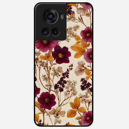  Autumn Wine Bloom Glass Case For OnePlus 10R back cover – full design glossy printed glass finish