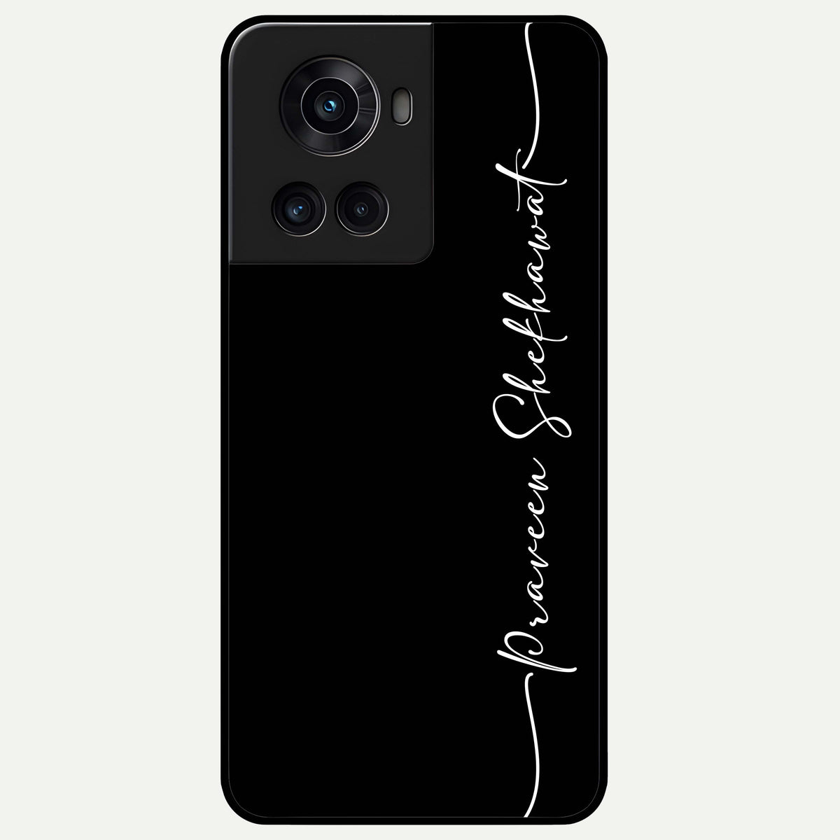  Black Tune Custom Name Glass Case For OnePlus 10R back cover – full design glossy printed glass finish