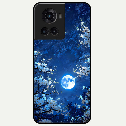  Blossom Moonlight Sky Glass Case For OnePlus 10R back cover – full design glossy printed glass finish