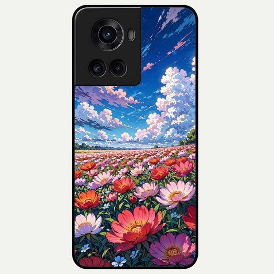  Blossom Sky Field Glass Case For OnePlus 10R back cover – full design glossy printed glass finish