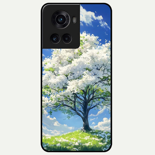  Blossom Sky Serenity Glass Case For OnePlus 10R back cover – full design glossy printed glass finish