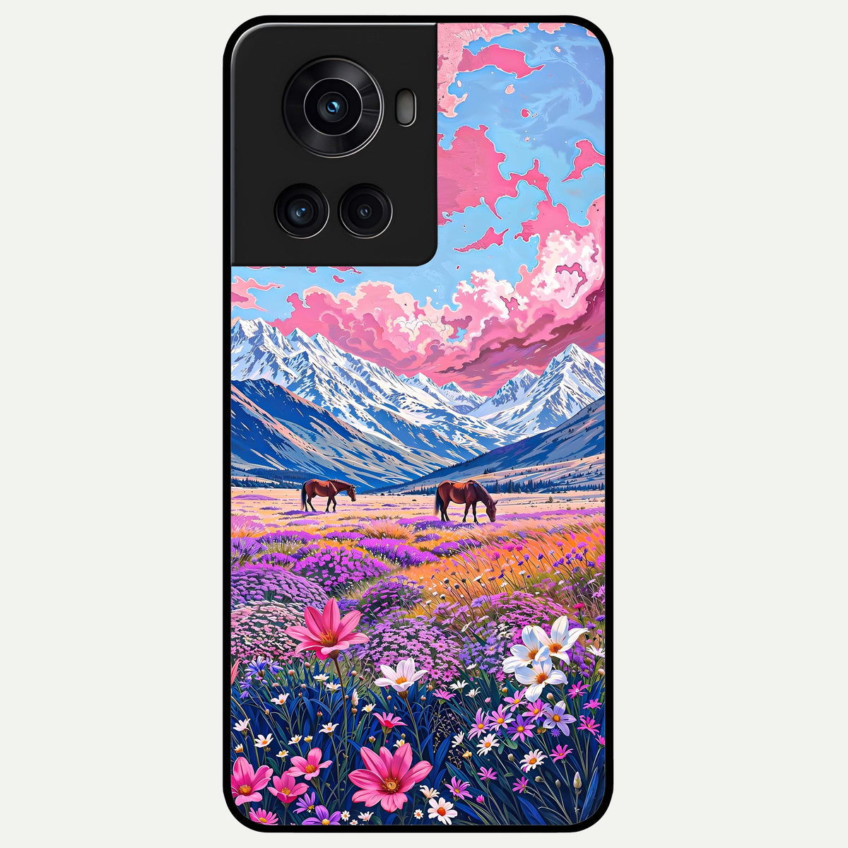  Blossom Valley Dream Glass Case For OnePlus 10R back cover – full design glossy printed glass finish