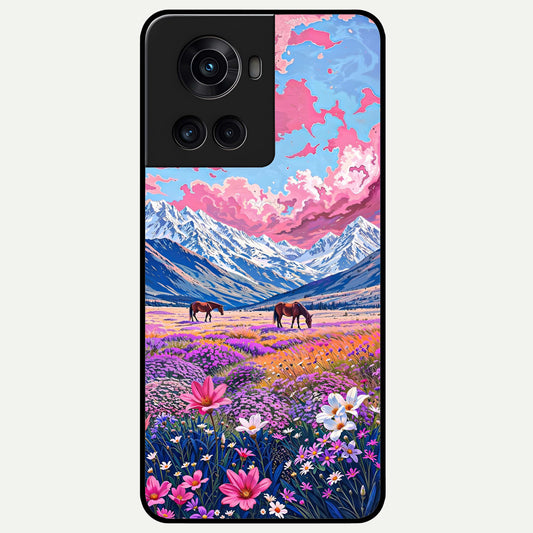  Blossom Valley Dream Glass Case For OnePlus 10R back cover – full design glossy printed glass finish