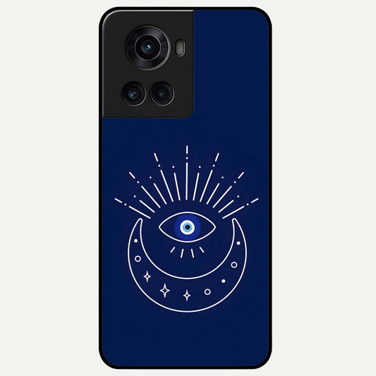  Blue Evil Eye Glass Case For OnePlus 10R back cover – full design glossy printed glass finish