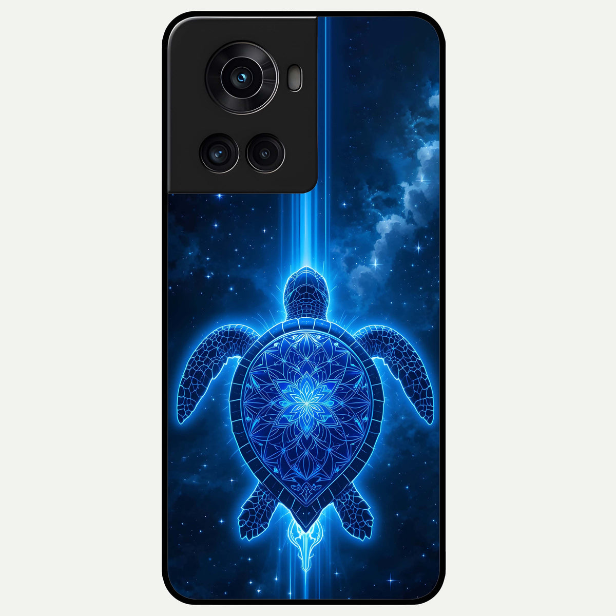  Blue Galaxy Turtle Glass Case For OnePlus 10R back cover – full design glossy printed glass finish