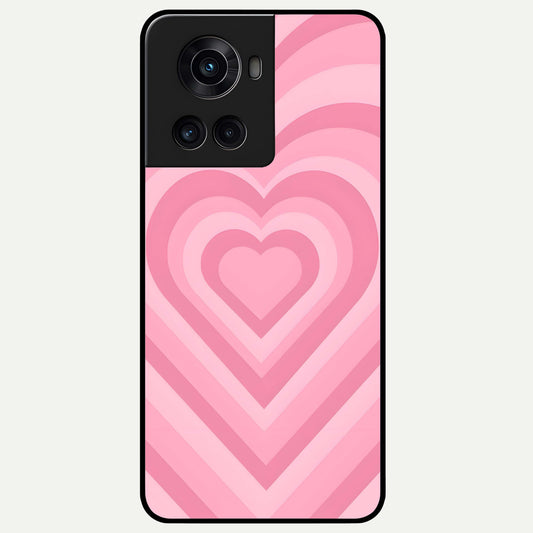  Blush Heart Waves Glass Case For OnePlus 10R back cover – full design glossy printed glass finish