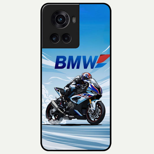  BMW Power Drift Glass Case For OnePlus 10R back cover – full design glossy printed glass finish