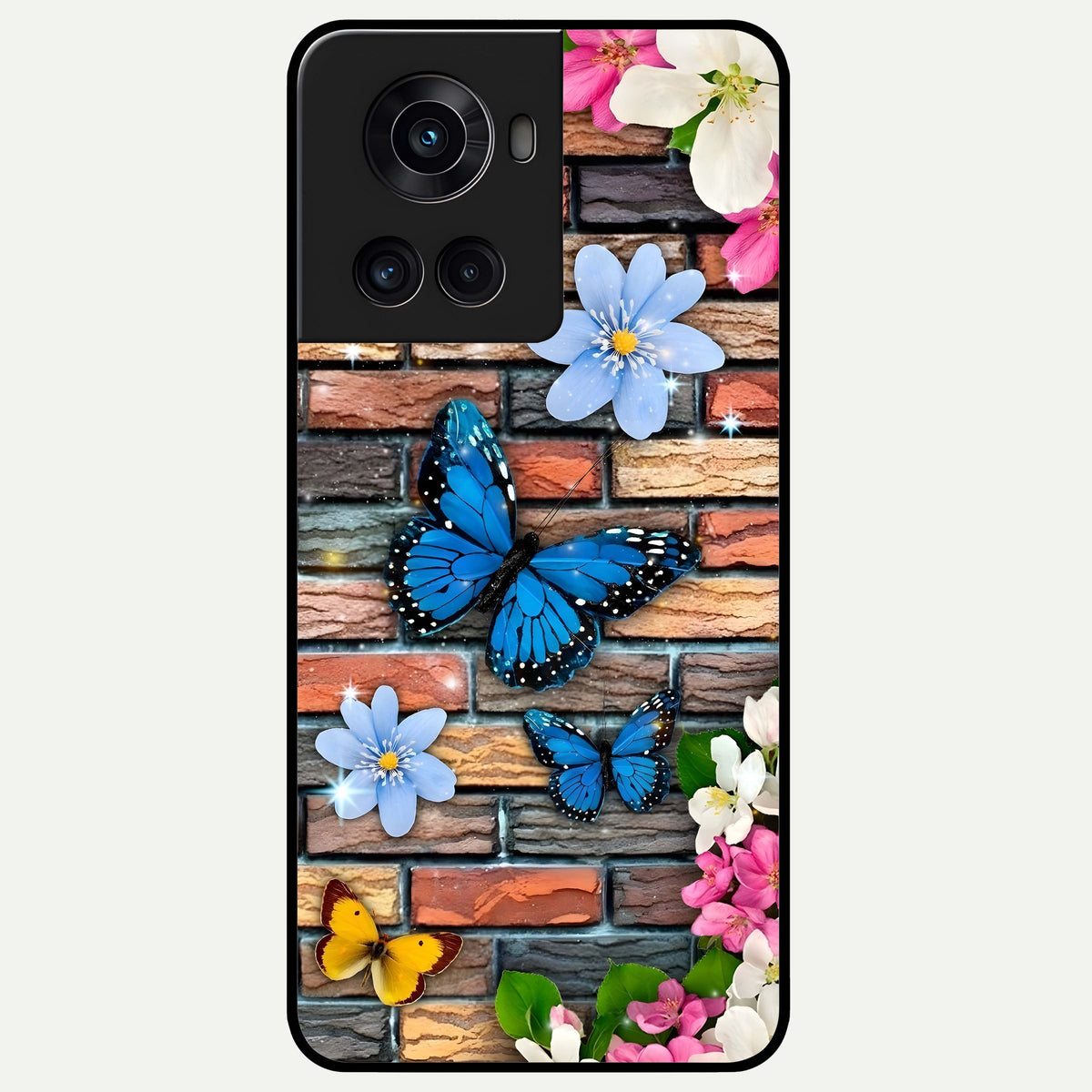  Brick Bloom Flight Glass Case For OnePlus 10R back cover – full design glossy printed glass finish