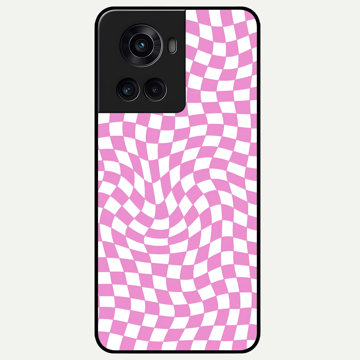  Bubblegum Check Wave Glass Case For OnePlus 10R back cover – full design glossy printed glass finish