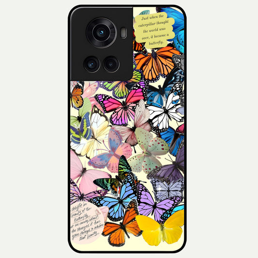  Butterflies Petal Dream Glass Case For OnePlus 10R back cover – full design glossy printed glass finish