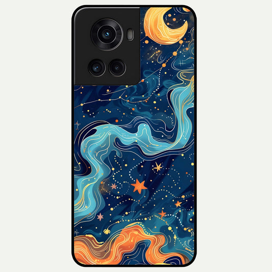  Celestial Dream Flow Glass Case For OnePlus 10R back cover – full design glossy printed glass finish