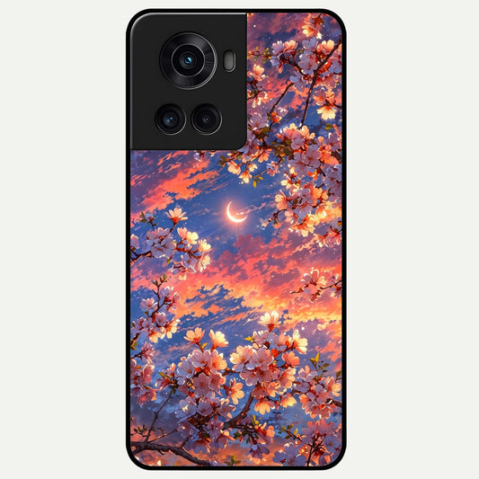  Celestial Sakura Sunset Glass Case For OnePlus 10R back cover – full design glossy printed glass finish