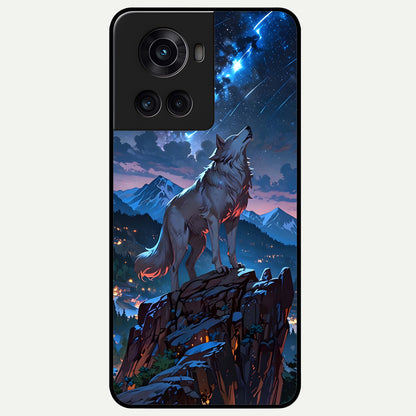  Celestial Wolf Howl Glass Case For OnePlus 10R back cover – full design glossy printed glass finish