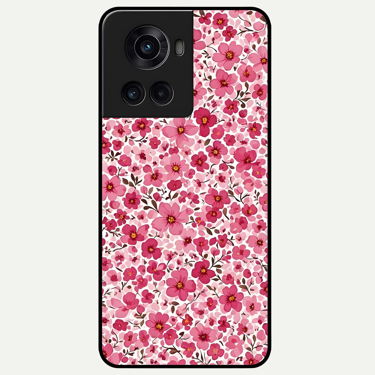  Cherry Blossom Charm Glass Case For OnePlus 10R back cover – full design glossy printed glass finish