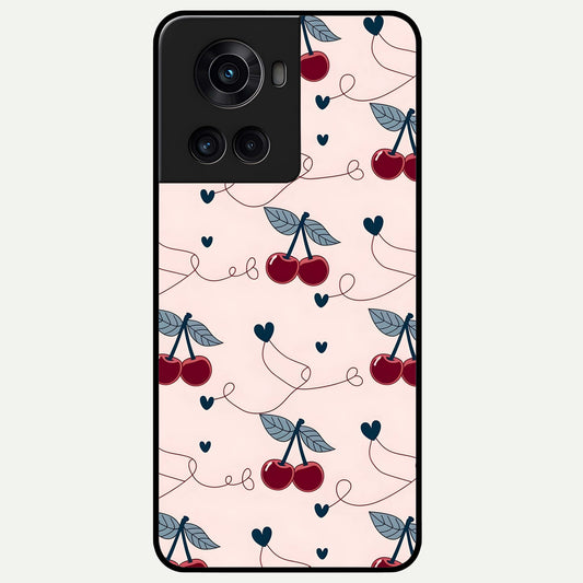  Cherry Heart Line Glass Case For OnePlus 10R back cover – full design glossy printed glass finish
