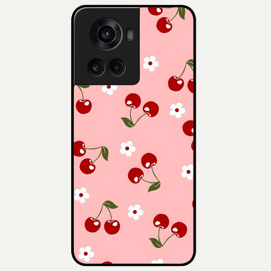  Cherry Love Mood Glass Case For OnePlus 10R back cover – full design glossy printed glass finish