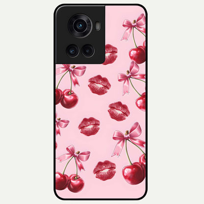  Cherry With Lips Glass Case For OnePlus 10R back cover – full design glossy printed glass finish