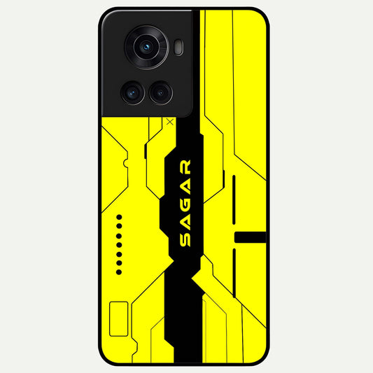  Circuit CYBERPUNK Custom Name Glass Case For OnePlus 10R back cover – full design glossy printed glass finish