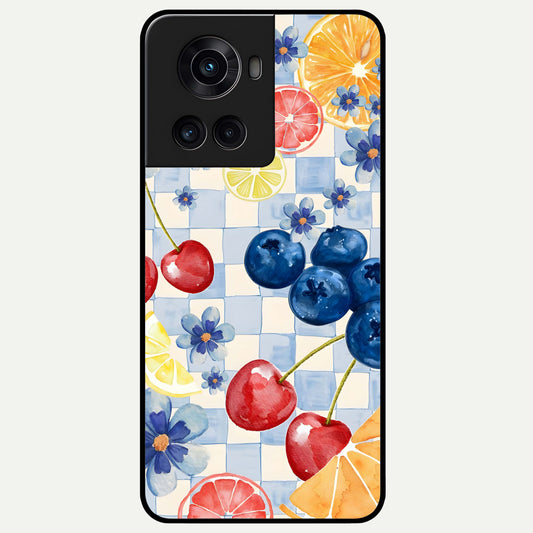  Citrus Bloom Joy Glass Case For OnePlus 10R back cover – full design glossy printed glass finish