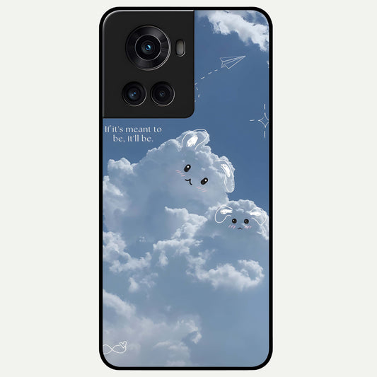  Cloud Bunny Dreams Glass Case For OnePlus 10R back cover – full design glossy printed glass finish