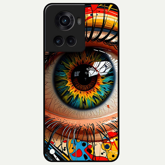  Colorful Eye Glass Case For OnePlus 10R back cover – full design glossy printed glass finish