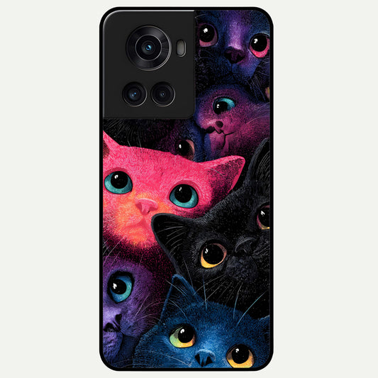  Cosmic Cats Dreams Glass Case For OnePlus 10R back cover – full design glossy printed glass finish