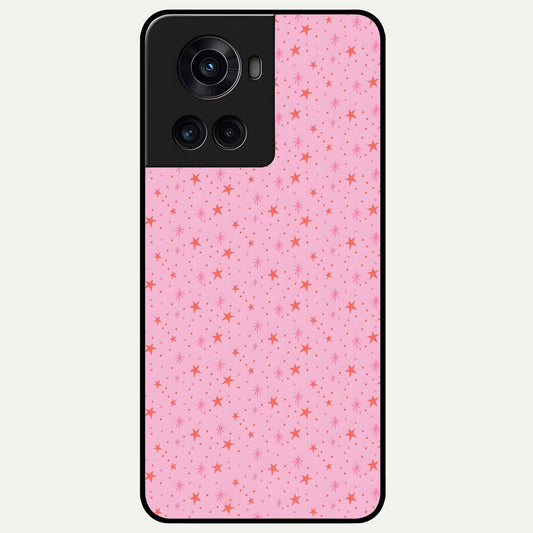  Cosmic Pink Sparkle Glass Case For OnePlus 10R back cover – full design glossy printed glass finish