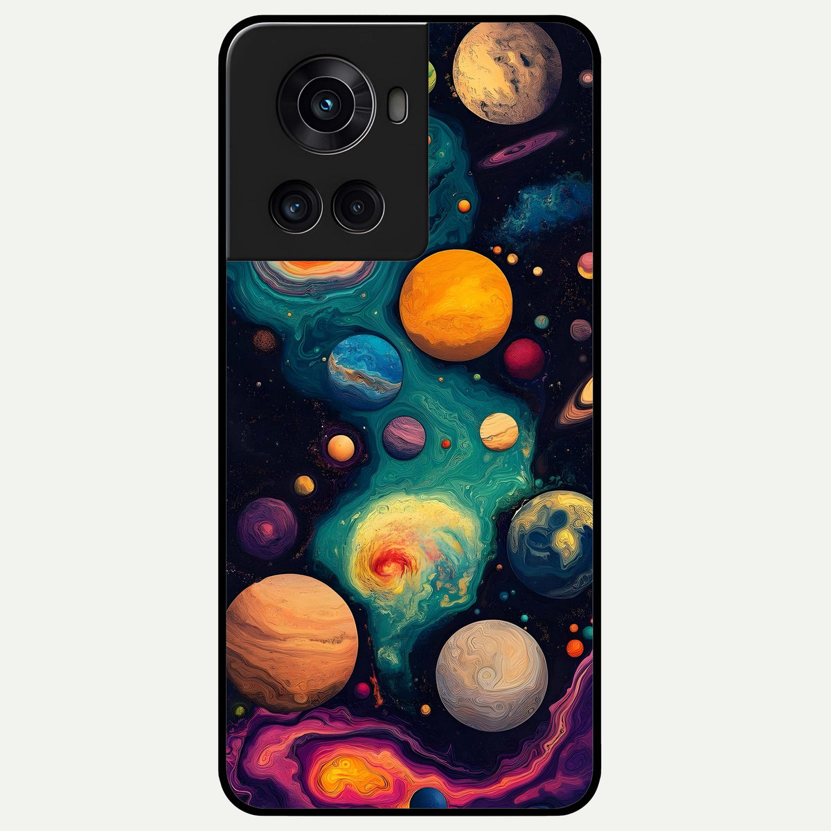  Cosmic Planet Journey Glass Case For OnePlus 10R back cover – full design glossy printed glass finish