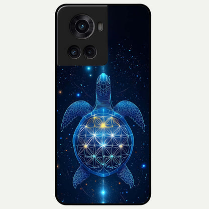  Crimson Blue Turtle Glass Case For OnePlus 10R back cover – full design glossy printed glass finish