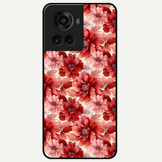  Crimson Love Petals Glass Case For OnePlus 10R back cover – full design glossy printed glass finish