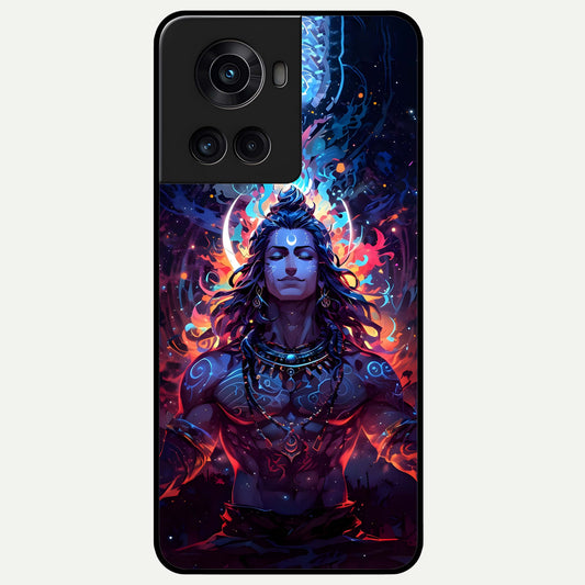  Divine Fire Shiv Glass Case For OnePlus 10R back cover – full design glossy printed glass finish