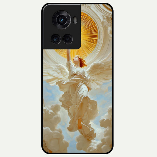  Divine Light Angel Glass Case For OnePlus 10R back cover – full design glossy printed glass finish