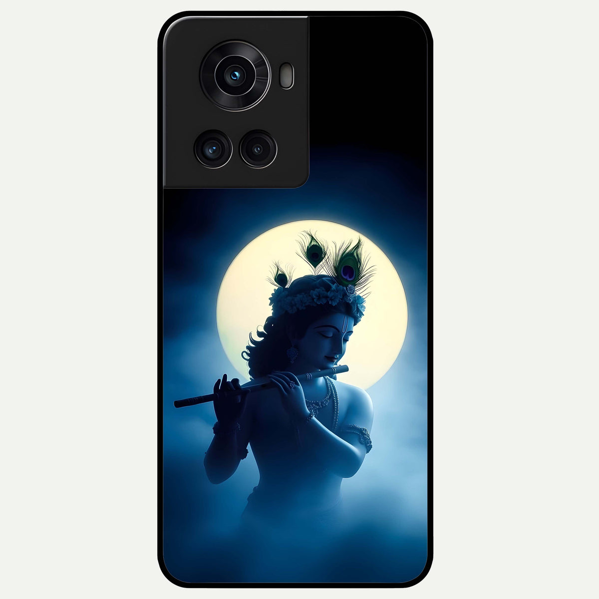  Divine Moon Flute Glass Case For OnePlus 10R back cover – full design glossy printed glass finish
