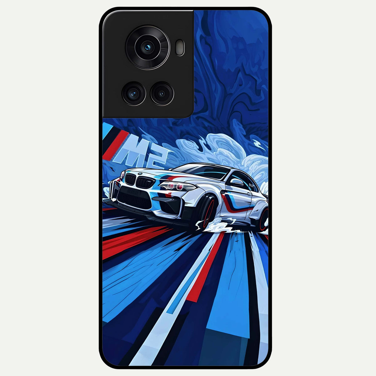  Drift Power Rush Glass Case For OnePlus 10R back cover – full design glossy printed glass finish