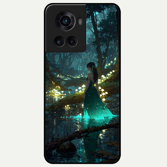  Enchanted Forest Glow Glass Case For OnePlus 10R back cover – full design glossy printed glass finish