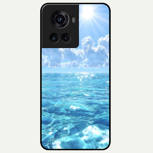  Endless Ocean Horizon Glass Case For OnePlus 10R back cover – full design glossy printed glass finish