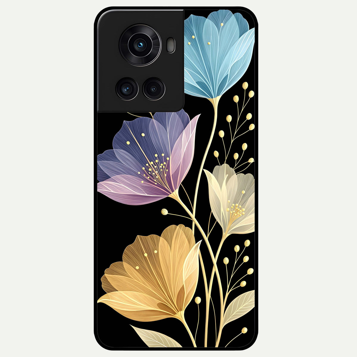  Flower Bloom Glow Glass Case For OnePlus 10R back cover – full design glossy printed glass finish