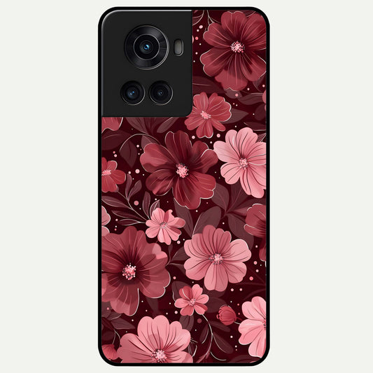  Flower Blush Bloom Glass Case For OnePlus 10R back cover – full design glossy printed glass finish